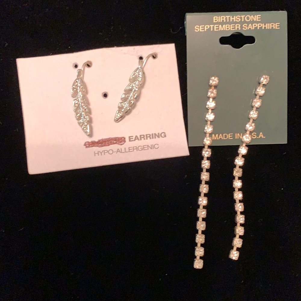 2.34” long rhinestone earrings new